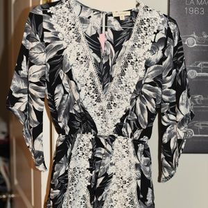 Tropic Bloom Crochet Wrap Romper